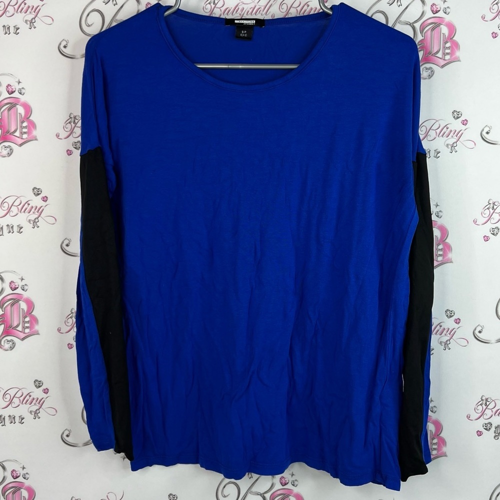 Attitude jay manuel long sleeve top shirt royal blue Women's Blue and Black Top
